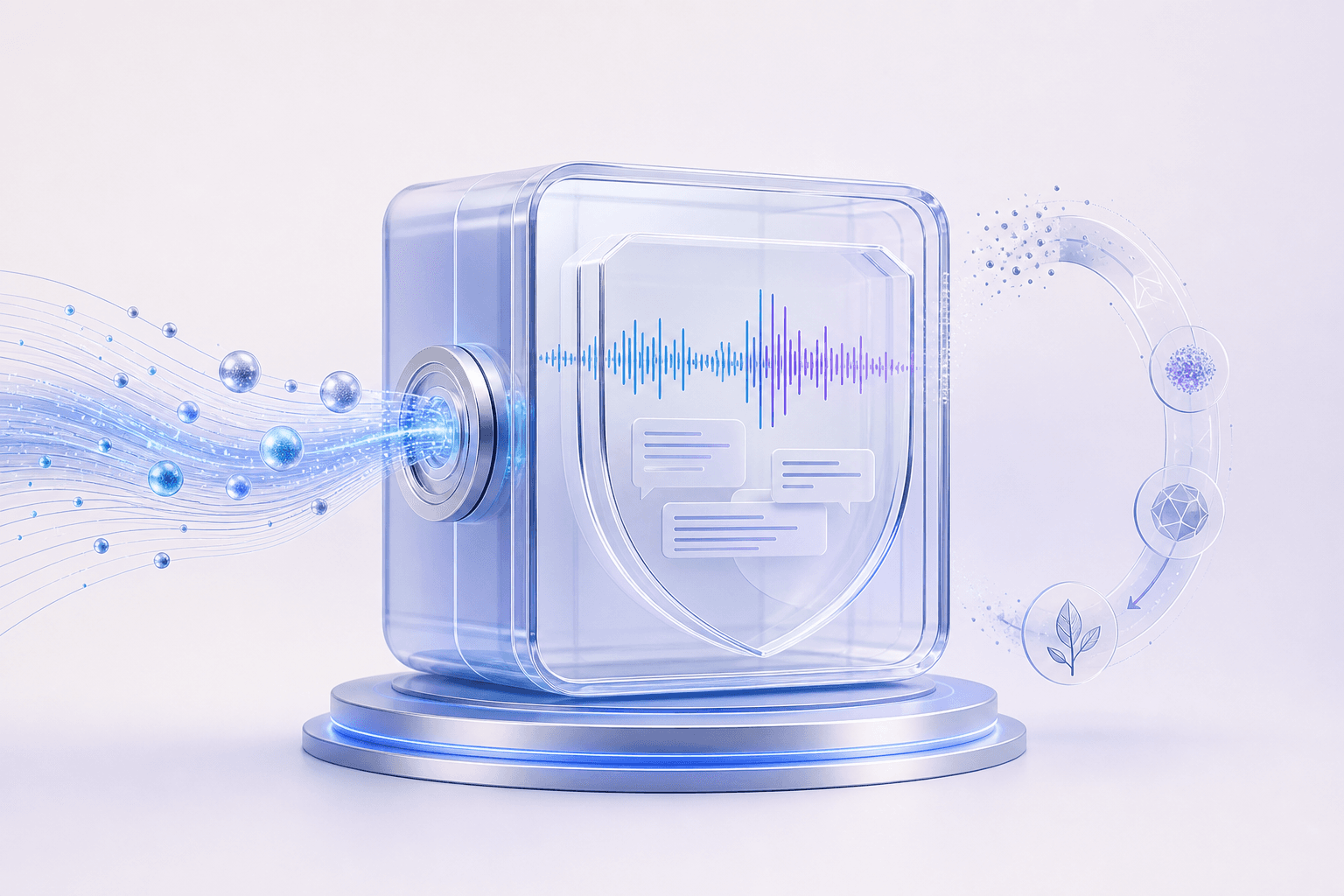 Audio and transcript data protected inside a transparent secure vault